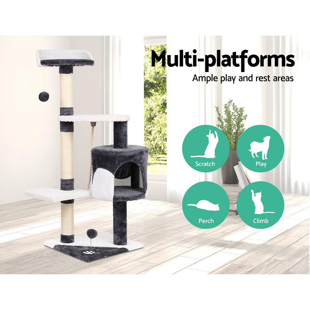 i.Pet Cat Tree 112cm Trees Scratching Post Scratcher Tower Condo House Furniture Wood freeshipping - Awezingly