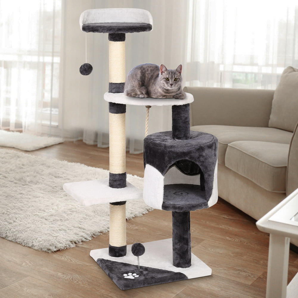 i.Pet Cat Tree 112cm Trees Scratching Post Scratcher Tower Condo House Furniture Wood freeshipping - Awezingly
