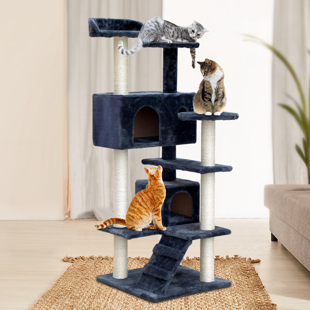 i.Pet Cat Tree 134cm Trees Scratching Post Scratcher Tower Condo House Furniture Wood Grey freeshipping - Awezingly