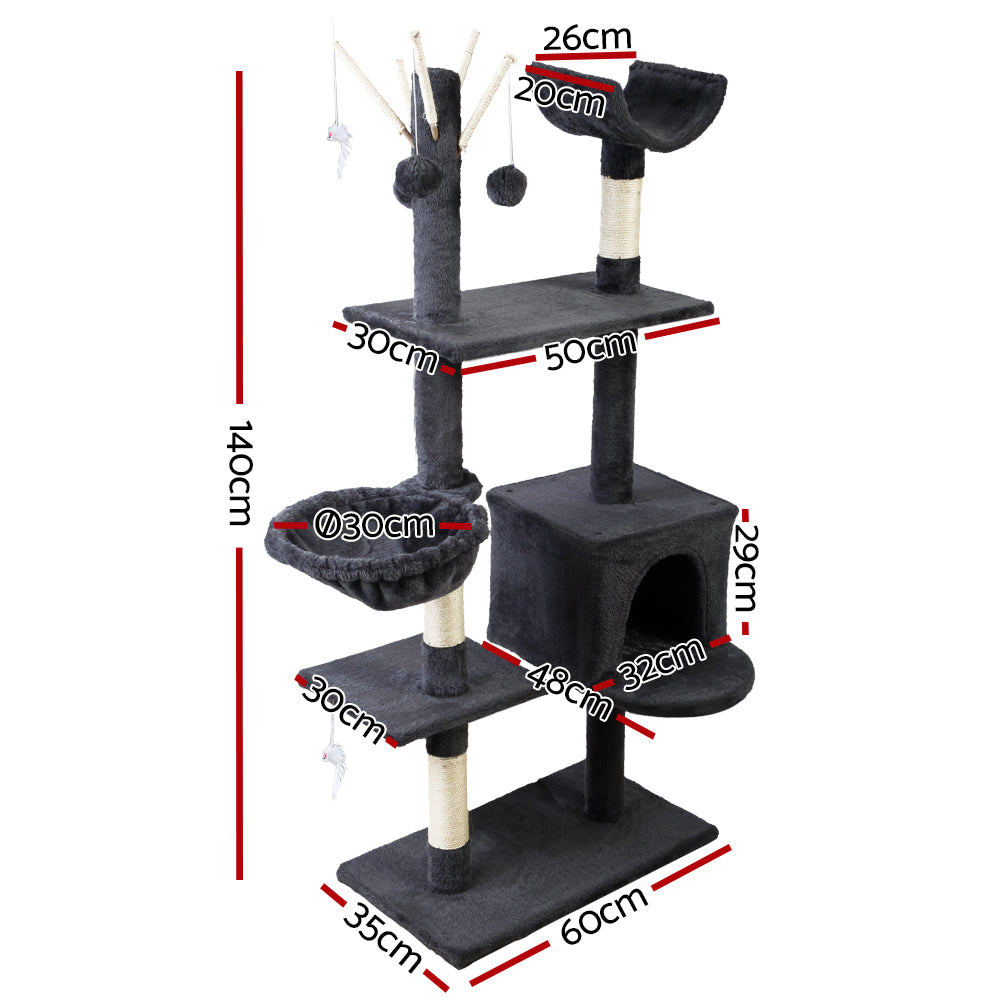 i.Pet Cat Tree 140cm Trees Scratching Post Scratcher Tower Condo House Furniture Wood freeshipping - Awezingly