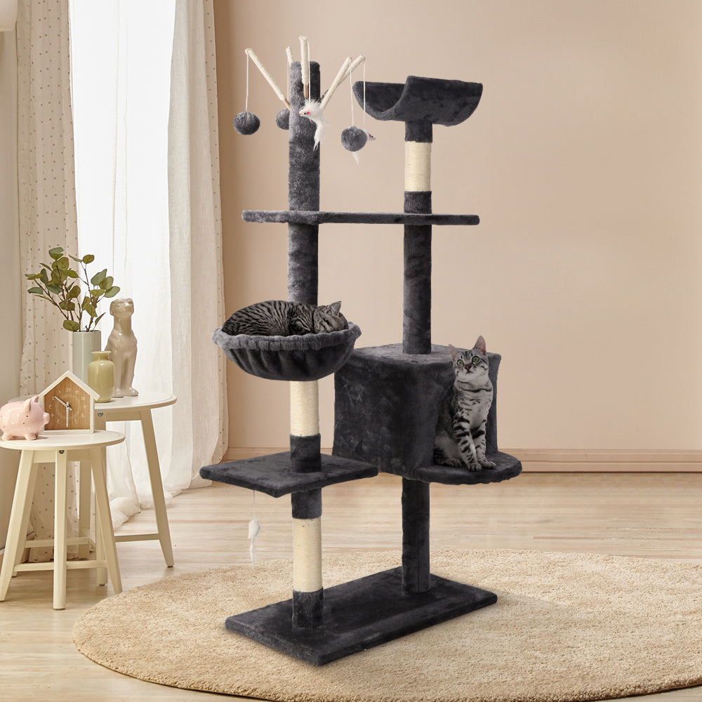 i.Pet Cat Tree 140cm Trees Scratching Post Scratcher Tower Condo House Furniture Wood freeshipping - Awezingly