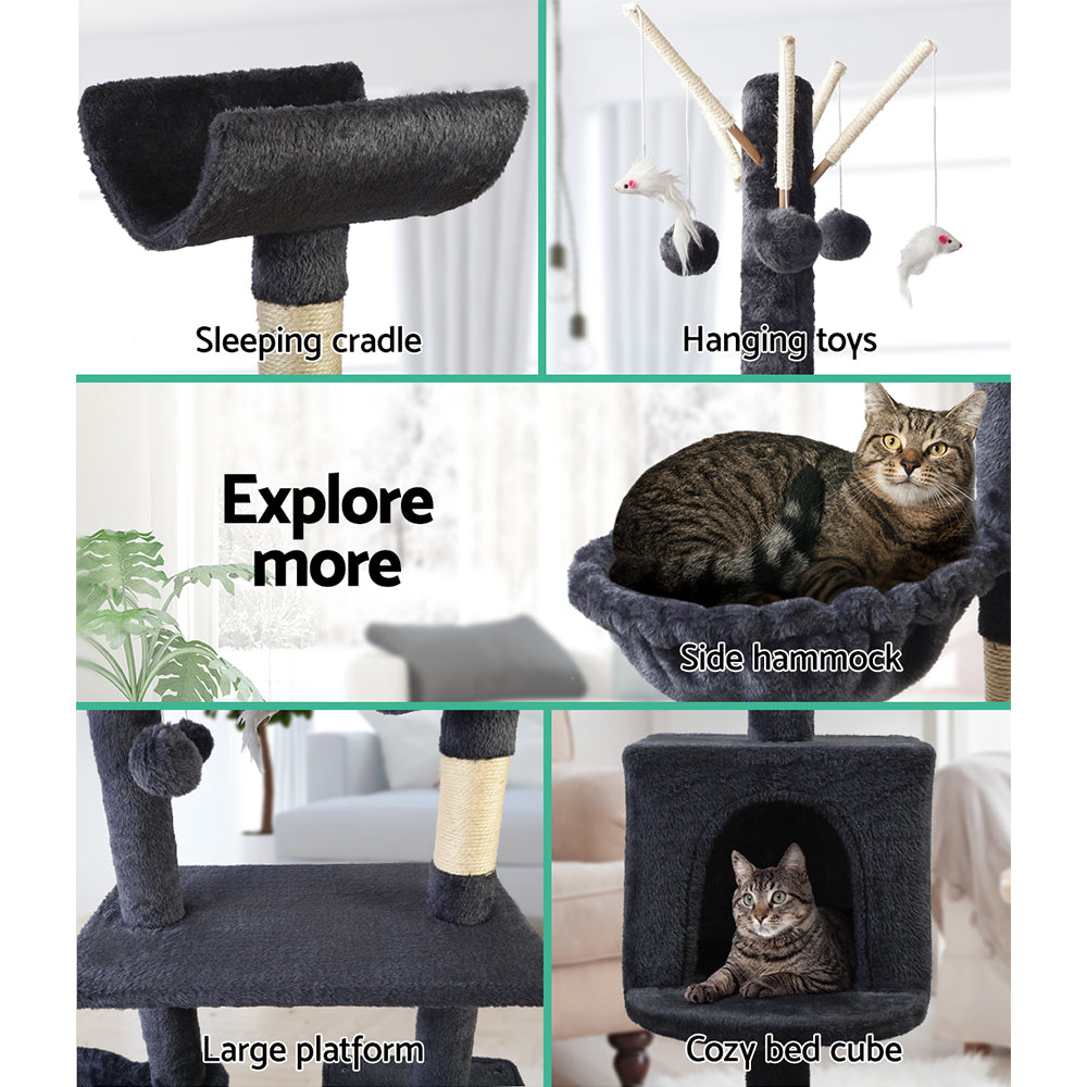 i.Pet Cat Tree 140cm Trees Scratching Post Scratcher Tower Condo House Furniture Wood freeshipping - Awezingly