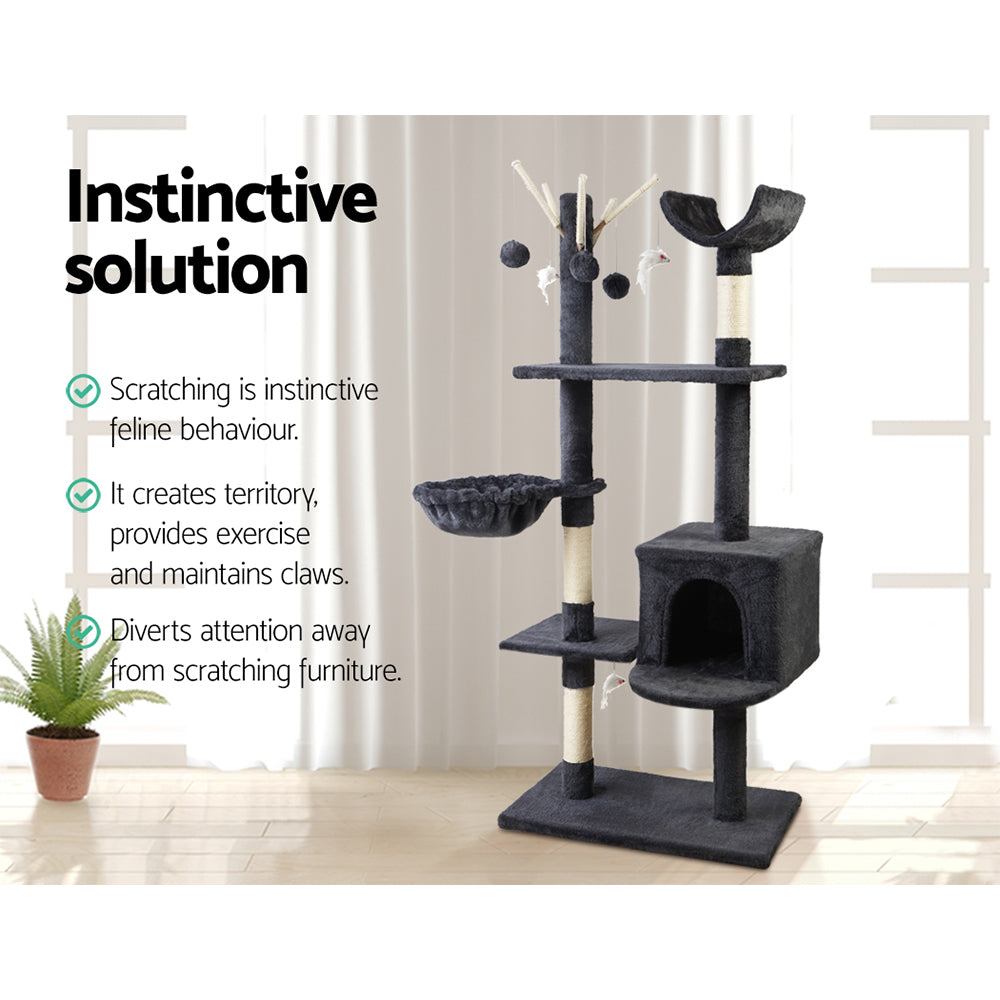 i.Pet Cat Tree 140cm Trees Scratching Post Scratcher Tower Condo House Furniture Wood freeshipping - Awezingly
