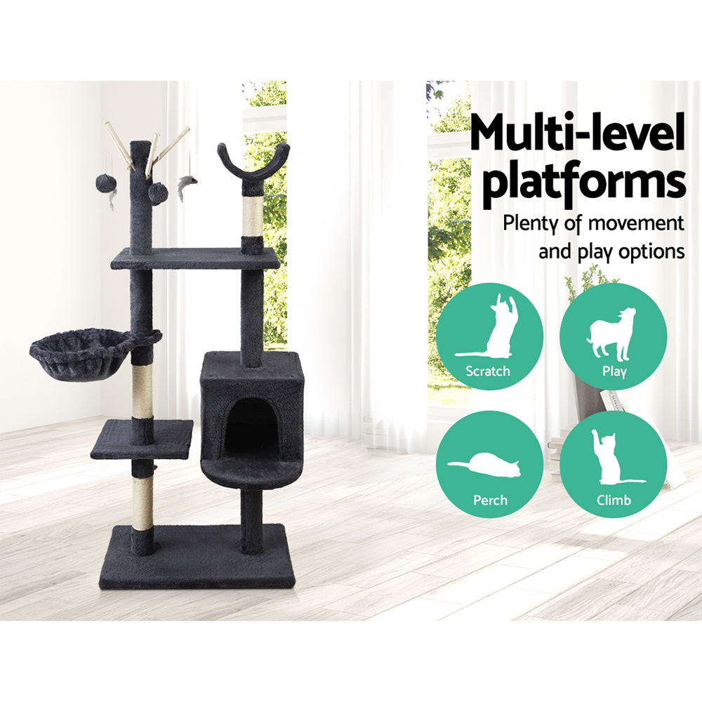 i.Pet Cat Tree 140cm Trees Scratching Post Scratcher Tower Condo House Furniture Wood freeshipping - Awezingly