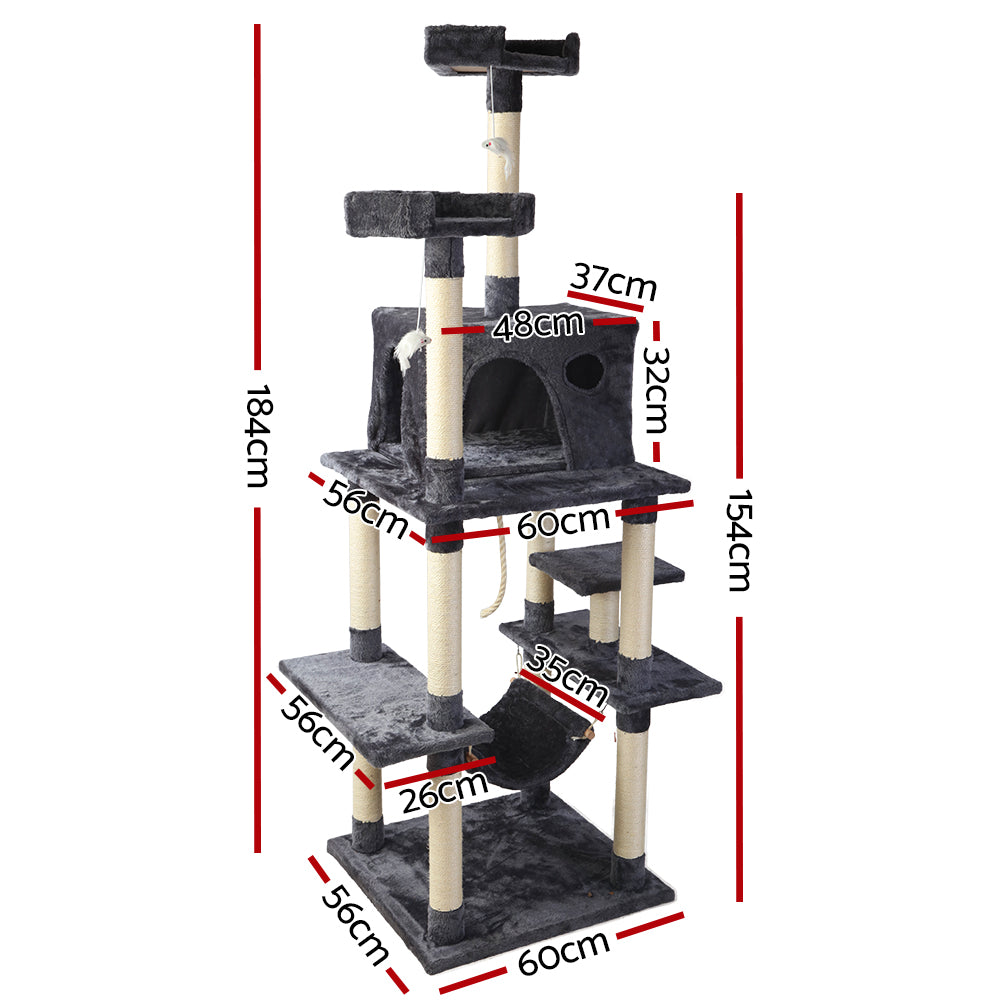 i.Pet Cat Tree 184cm Trees Scratching Post Scratcher Tower Condo House Furniture Wood freeshipping - Awezingly