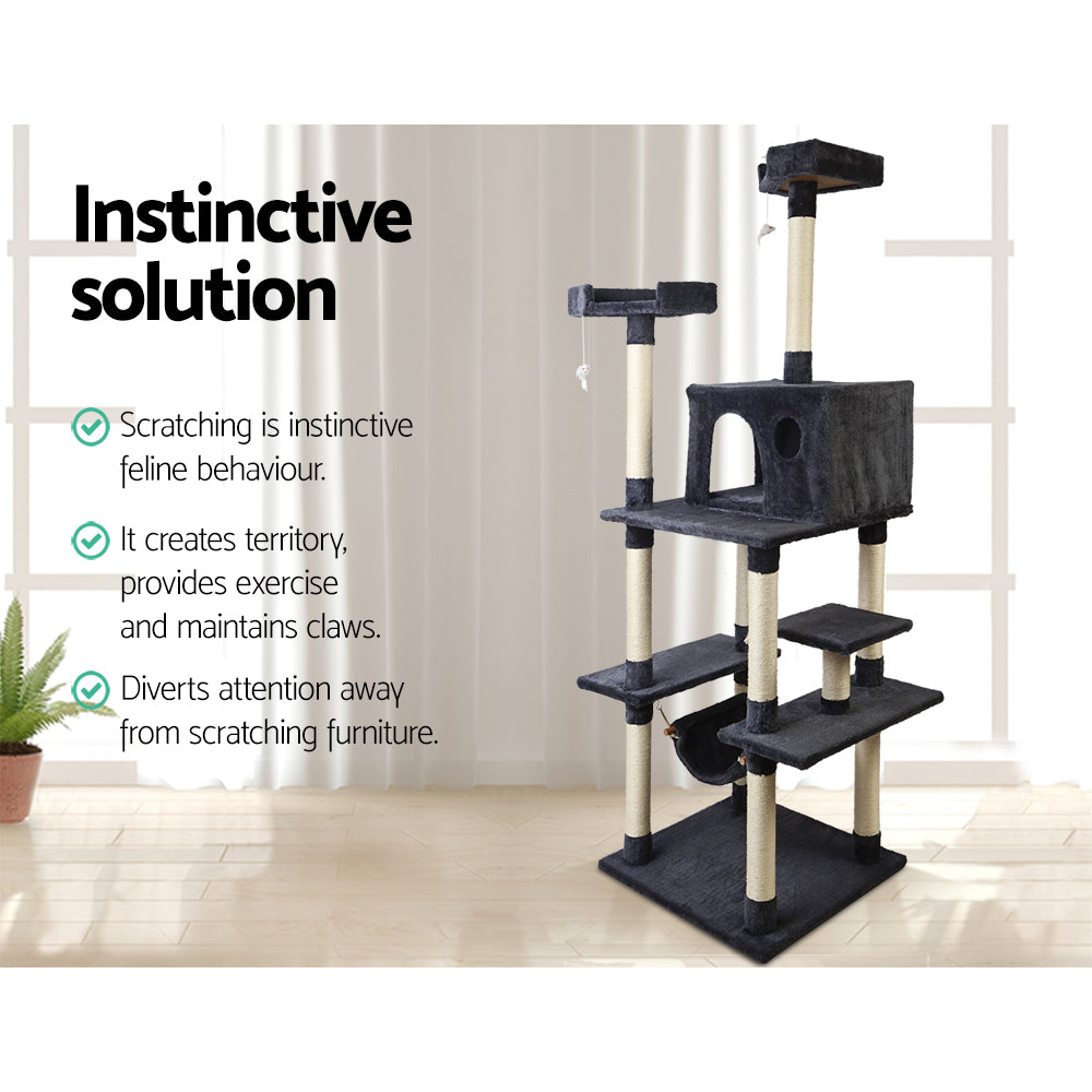i.Pet Cat Tree 184cm Trees Scratching Post Scratcher Tower Condo House Furniture Wood freeshipping - Awezingly