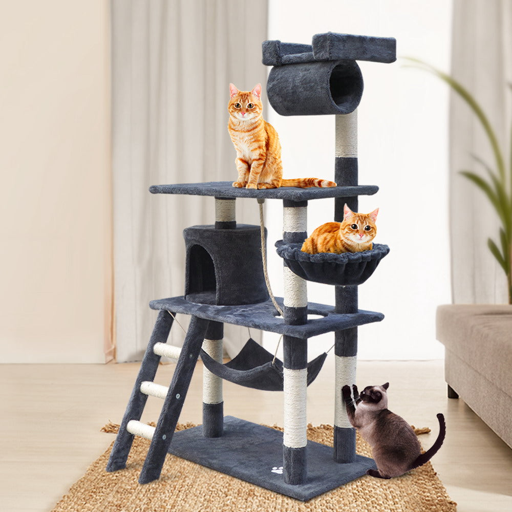 i.Pet Cat Tree 141cm Trees Scratching Post Scratcher Tower Condo House Furniture Wood freeshipping - Awezingly