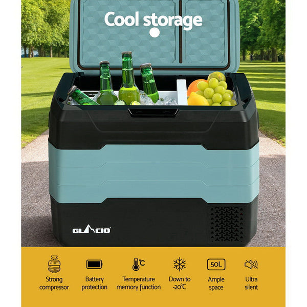 Glacio 50L Portable Fridge Freezer Fridges Cooler Camping 12V/24V/240V Caravan Glacio