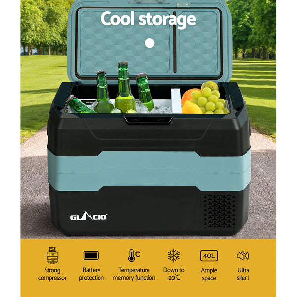 Glacio 40L Portable Fridge Freezer Fridges Cooler Camping 12V/24V/240V Caravan Glacio