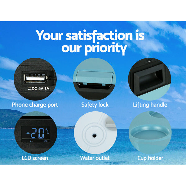 Glacio 40L Portable Fridge Freezer Fridges Cooler Camping 12V/24V/240V Caravan Glacio