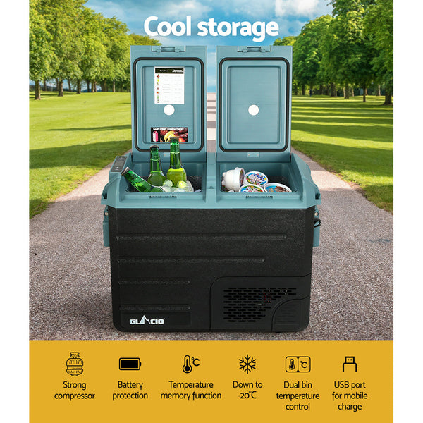 Glacio 50L Portable Fridge Freezer Fridges Cooler Camping 12V/24V/240V Caravan Glacio