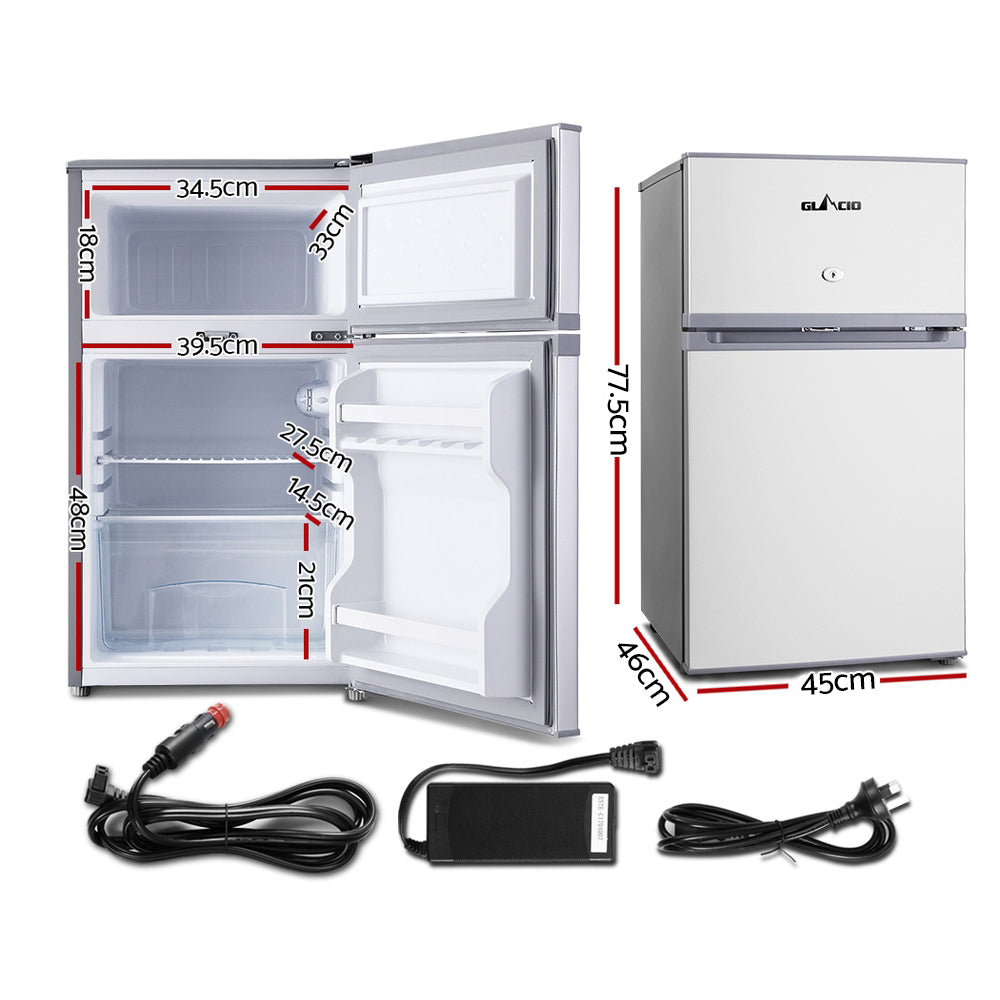 Glacio 65L Portable Fridge Bar Freezer Cooler Upright 12V/24V/240V Caravan Car Silver freeshipping - Awezingly