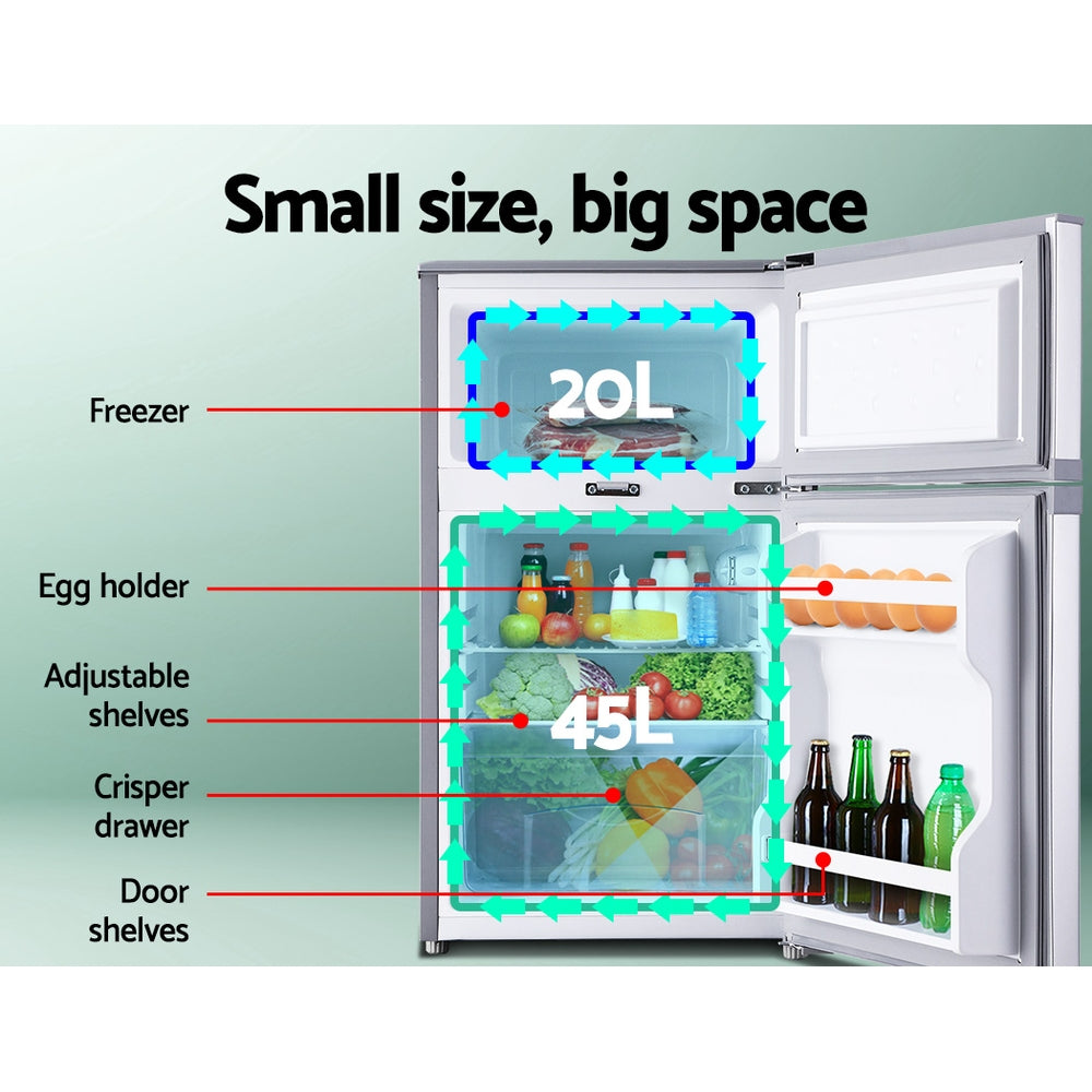 Glacio 65L Portable Fridge Bar Freezer Cooler Upright 12V/24V/240V Caravan Car Silver freeshipping - Awezingly