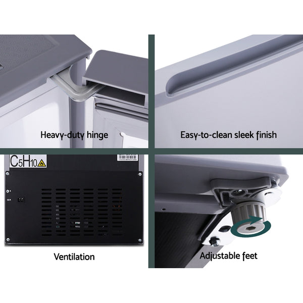 Glacio 65L Portable Fridge Bar Freezer Cooler Upright 12V/24V/240V Caravan Car Silver freeshipping - Awezingly