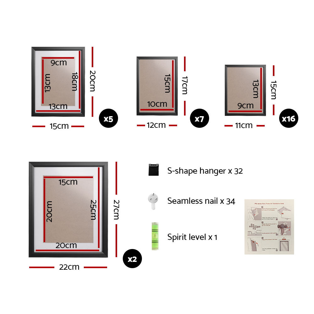 30 PCS Photo Frame Set Wall Hanging Collage Picture Frames Home Decor Gift Black freeshipping - Awezingly