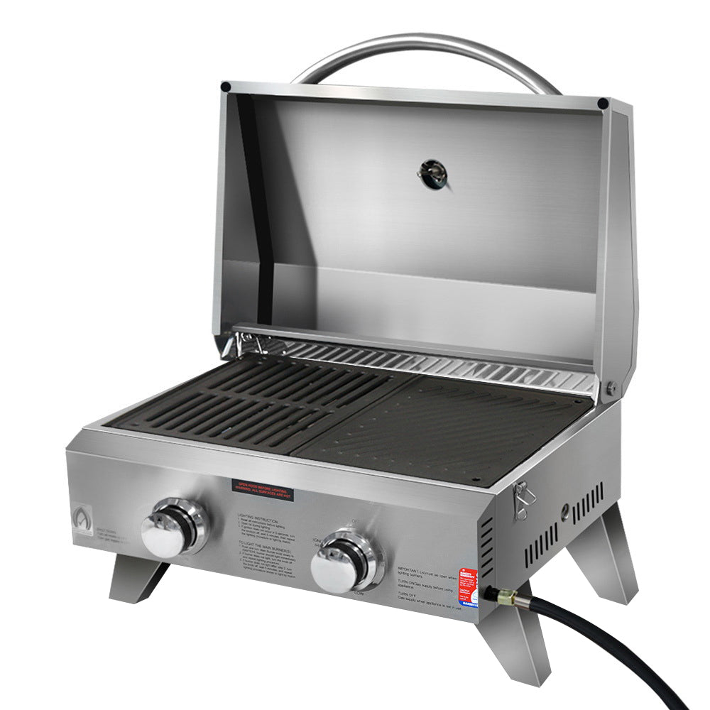 Grillz Portable Gas BBQ LPG Oven Camping Cooker Grill 2 Burners Stove Outdoor Grillz