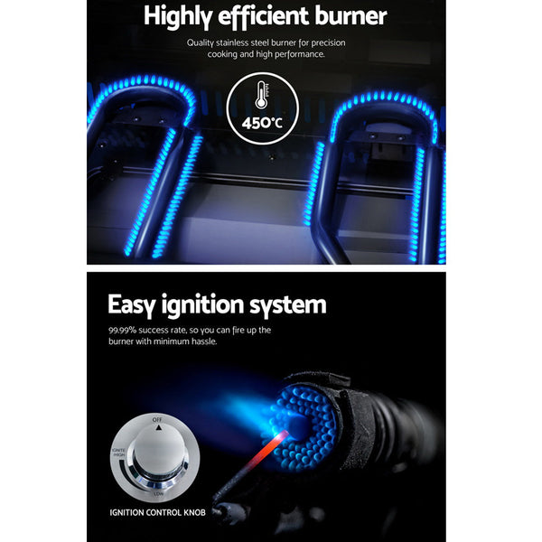 Grillz Portable Gas BBQ LPG Oven Camping Cooker Grill 2 Burners Stove Outdoor Grillz