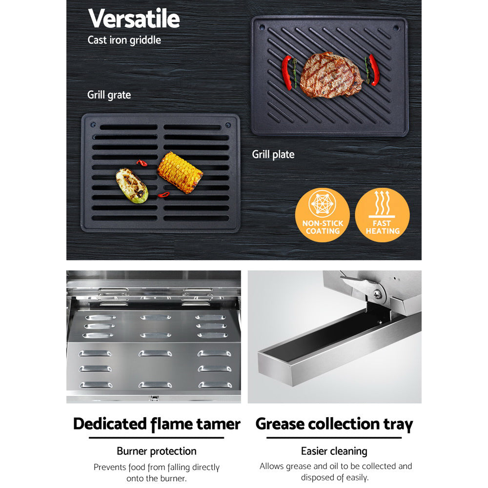 Grillz Portable Gas BBQ LPG Oven Camping Cooker Grill 2 Burners Stove Outdoor Grillz