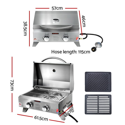 Grillz Portable 2 Burner Gas BBQ