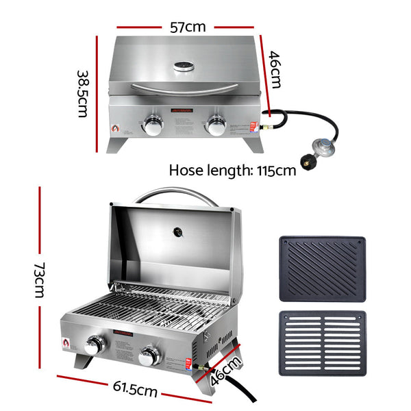 Grillz Portable 2 Burner Gas BBQ Grillz