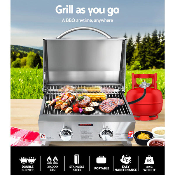 Grillz Portable 2 Burner Gas BBQ Grillz