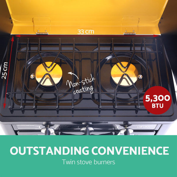 Devanti 3 Burner Portable Oven - Black & Yellow Devanti