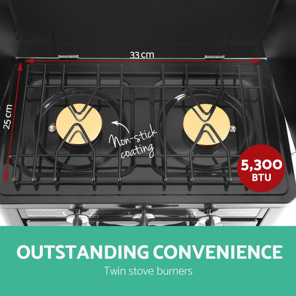 Devanti 3 Burner Portable Oven - Silver & Black Devanti