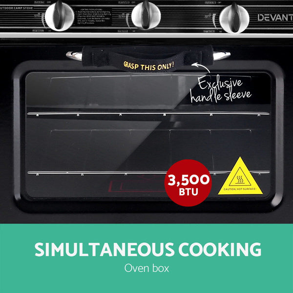 Devanti 3 Burner Portable Oven - Silver & Black Devanti