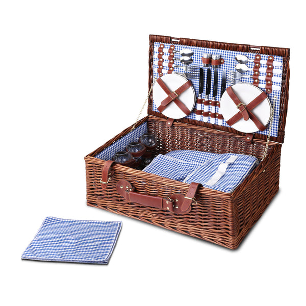 Alfresco 4 Person Picnic Basket Baskets Handle Outdoor Insulated Blanket freeshipping - Awezingly