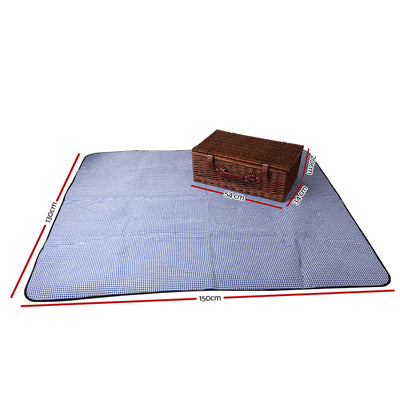 Alfresco 4 Person Picnic Basket Handle Baskets Outdoor Insulated Blanket