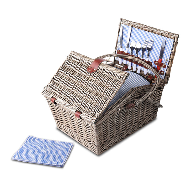 Alfresco Deluxe 4 Person Picnic Basket Baskets Outdoor Insulated Blanket freeshipping - Awezingly