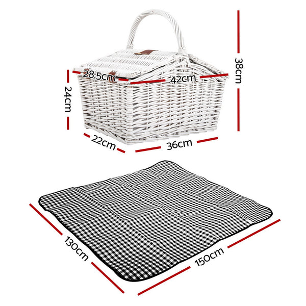 Alfresco 2 Person Picnic Basket Baskets White Deluxe Outdoor Corporate Blanket Park freeshipping - Awezingly