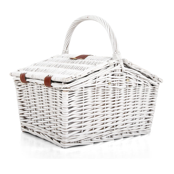 Alfresco 2 Person Picnic Basket Baskets White Deluxe Outdoor Corporate Blanket Park freeshipping - Awezingly