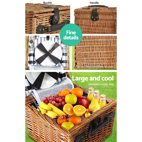 Alfresco 2 Person Picnic Basket Baskets Deluxe Outdoor Corporate Blanket Park freeshipping - Awezingly