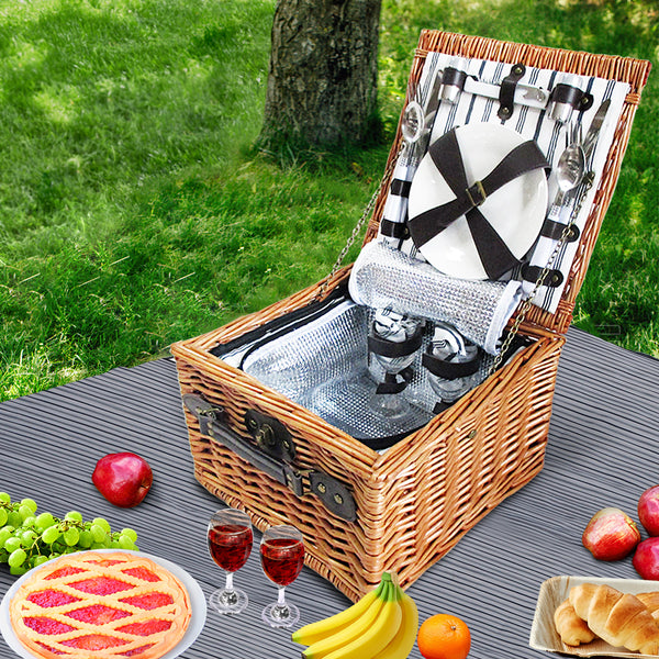 Alfresco 2 Person Picnic Basket Baskets Deluxe Outdoor Corporate Blanket Park freeshipping - Awezingly