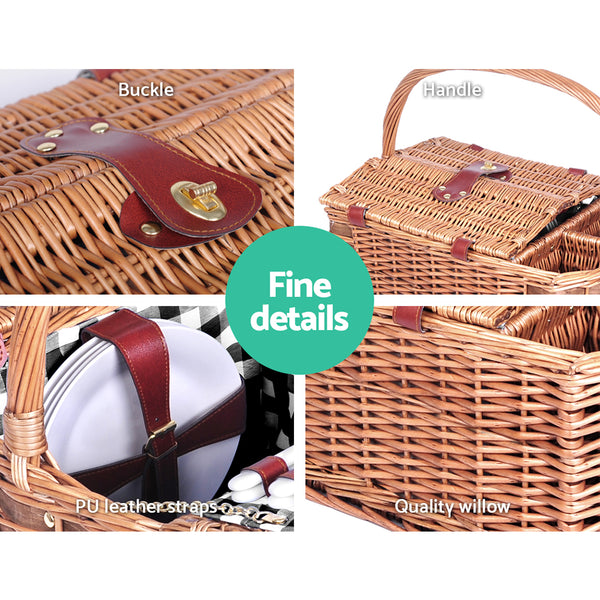 Alfresco Picnic Basket 4 Person Baskets Outdoor Insulated Blanket Deluxe freeshipping - Awezingly