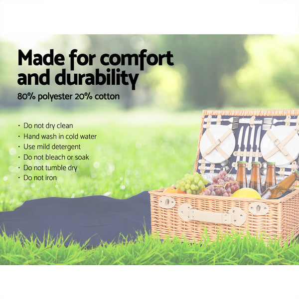 Alfresco 4 Person Picnic Basket Baskets Blue Deluxe Outdoor Corporate Blanket Park freeshipping - Awezingly