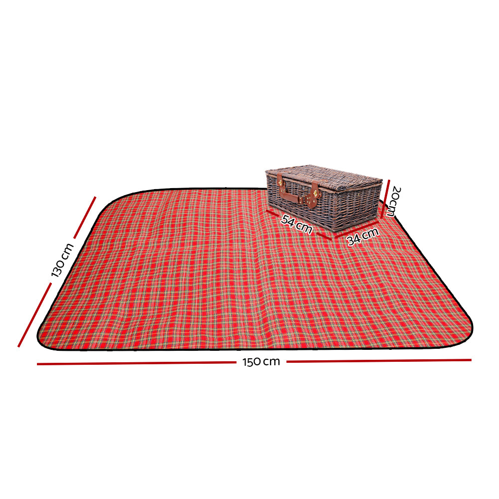 Alfresco 4 Person Picnic Basket Baskets Red Handle Outdoor Corporate Blanket Park freeshipping - Awezingly