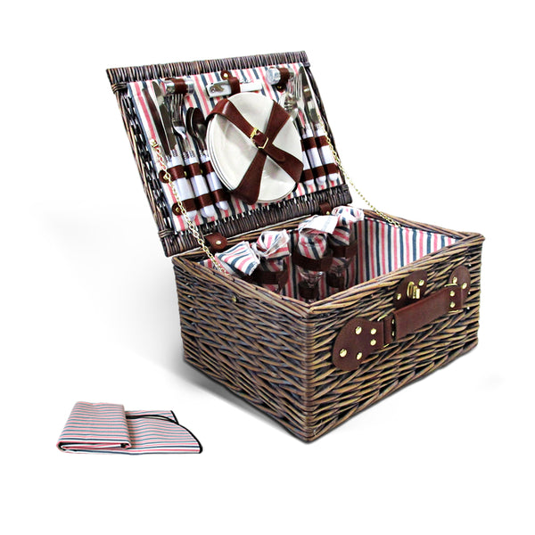 Alfresco 4 Person Picnic Basket Baskets Deluxe Outdoor Corporate Gift Blanket freeshipping - Awezingly