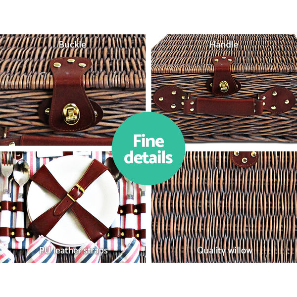 Alfresco 4 Person Picnic Basket Baskets Deluxe Outdoor Corporate Gift Blanket freeshipping - Awezingly