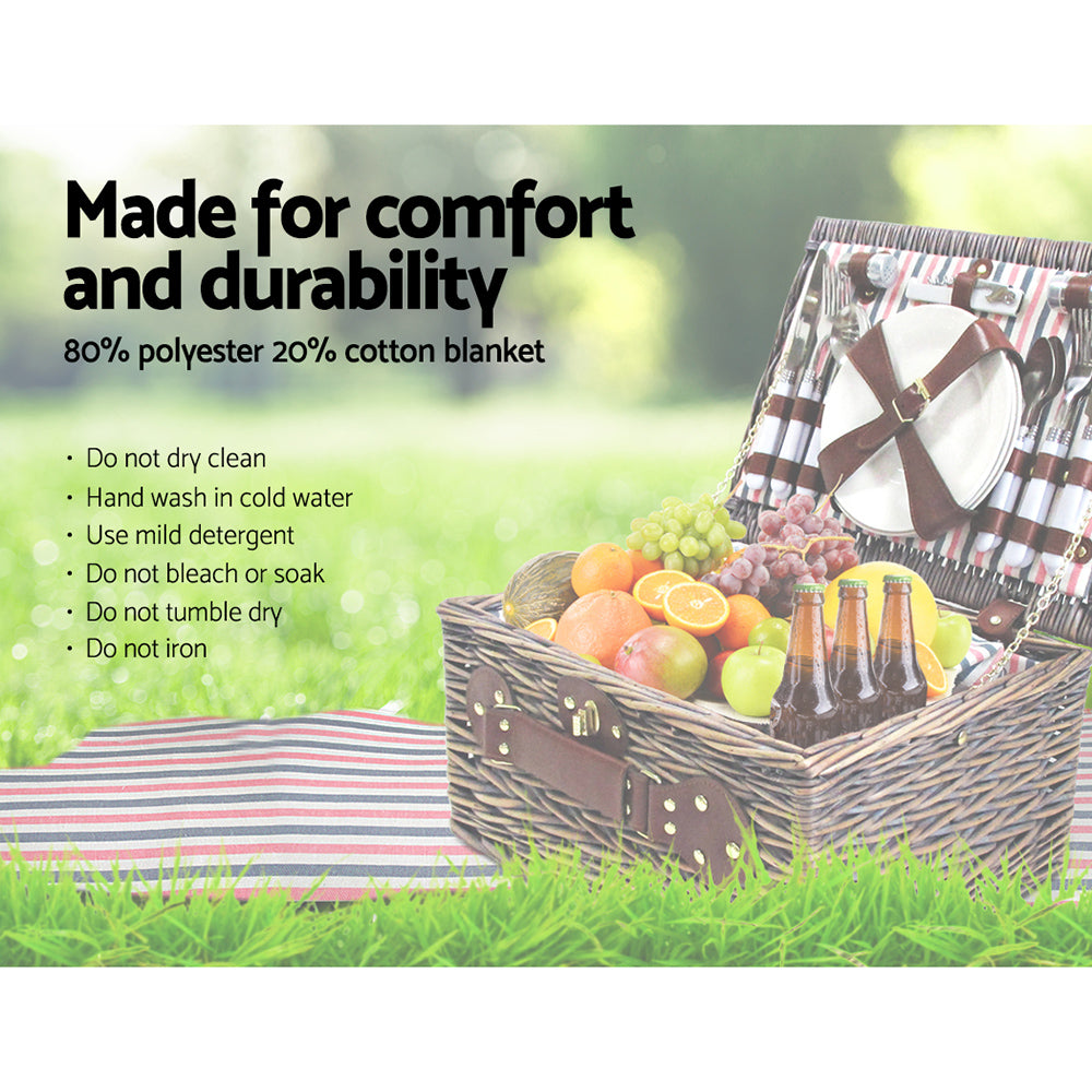 Alfresco 4 Person Picnic Basket Baskets Deluxe Outdoor Corporate Gift Blanket freeshipping - Awezingly