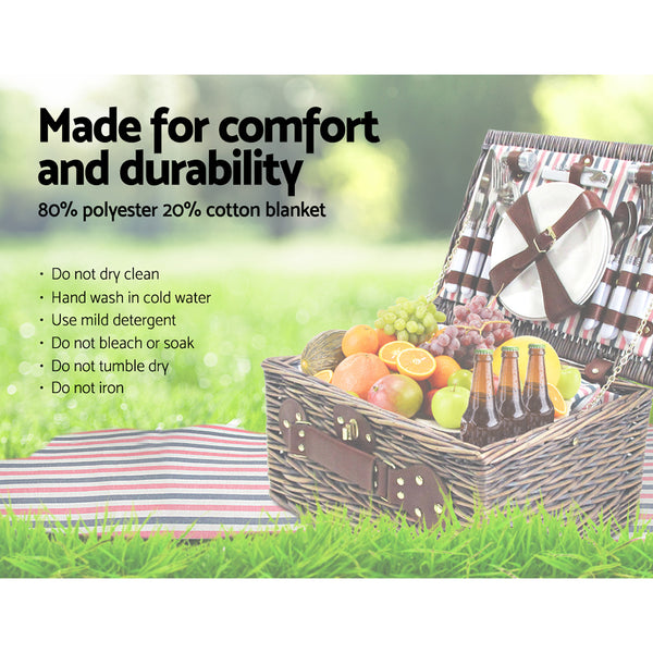 Alfresco 4 Person Picnic Basket Baskets Deluxe Outdoor Corporate Gift Blanket freeshipping - Awezingly