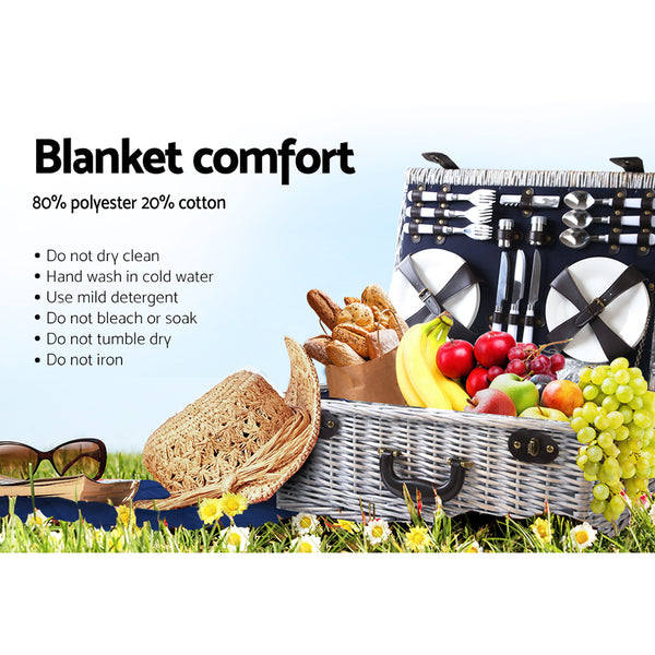 Alfresco 6-Person Picnic Basket Cooler Bag Wicker PU Fastening Straps Plates freeshipping - Awezingly