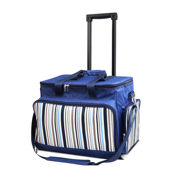 Alfresco 6 Person Picnic Bag Trolley Set - Blue freeshipping - Awezingly
