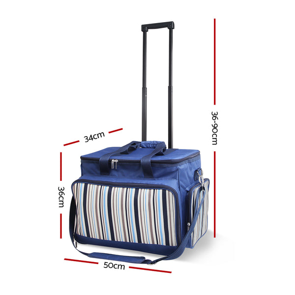 Alfresco 6 Person Picnic Bag Trolley Set - Blue freeshipping - Awezingly