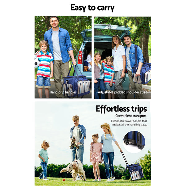 Alfresco 6 Person Picnic Bag Trolley Set - Blue freeshipping - Awezingly