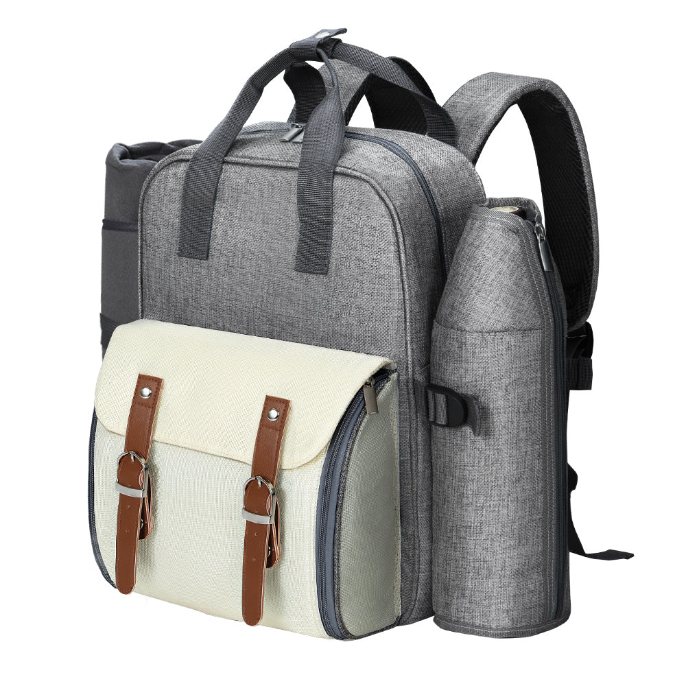 Alfresco Picnic Basket Backpack Set Cooler Bag 4 Person Outdoor Insulated Liquor Alfresco