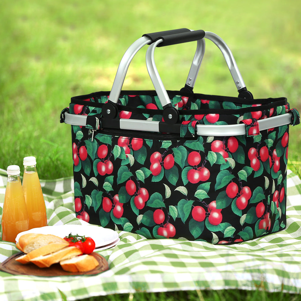 Alfresco Picnic Bag Basket Folding Large Hamper Camping Hiking Insulated Alfresco