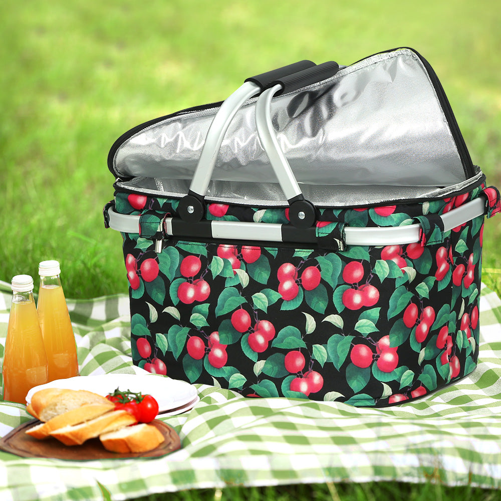 Alfresco Folding Picnic Bag Basket Cooler Hamper Camping Hiking Insulated Lunch Alfresco