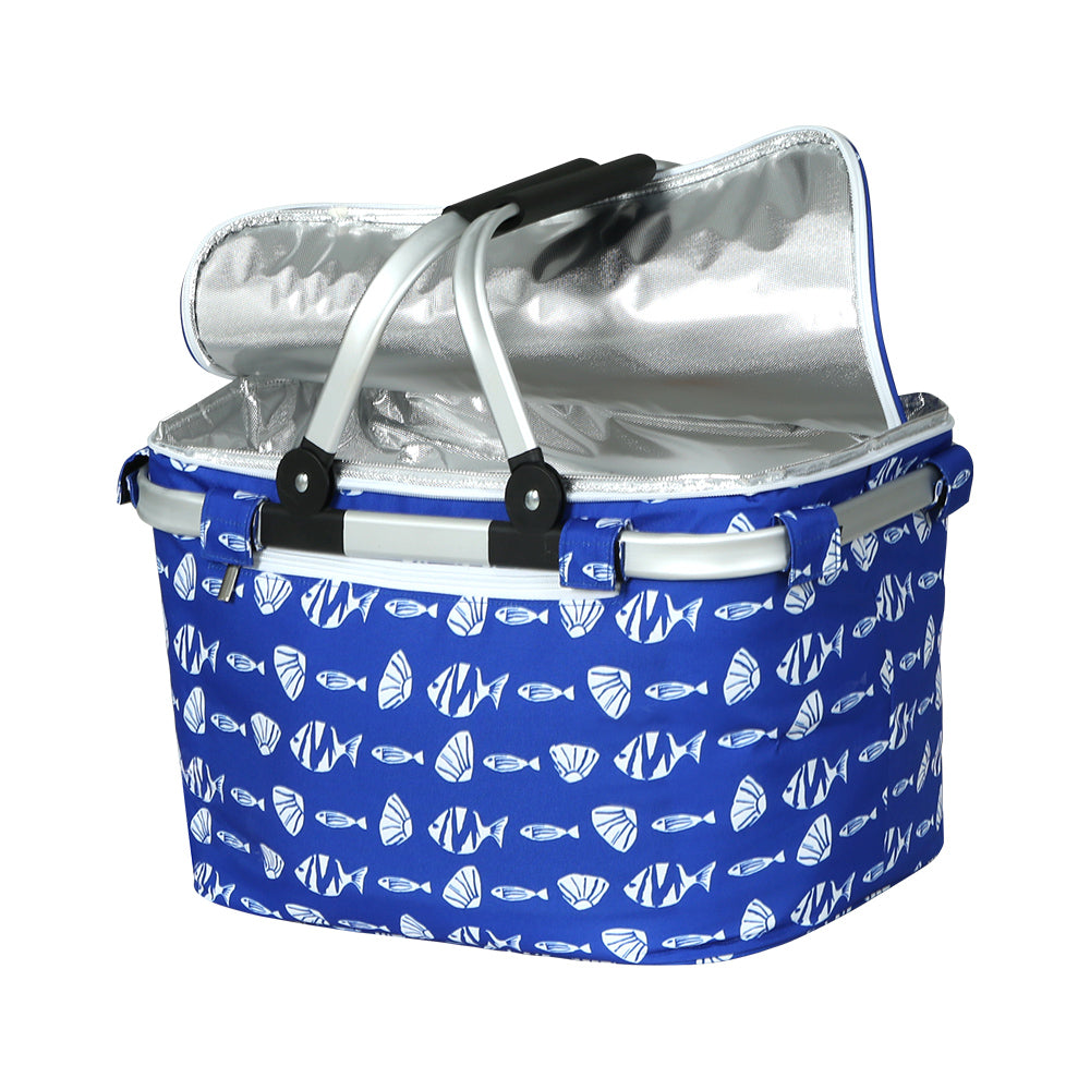 Alfresco Large Folding Picnic Bag Basket Hamper Camping Hiking Insulated Lunch Cooler Alfresco